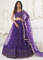 Butterfly Net Purple Party Wear Embroidery Work Lehenga Choli